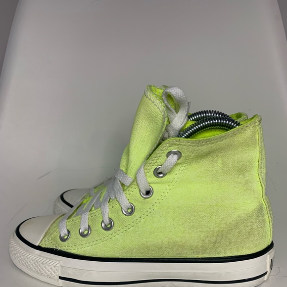 CONVERSE Chuck Taylor All Star Seasonal Neon Yellow High Top sneakers Sz 5 - Picture 6 of 12